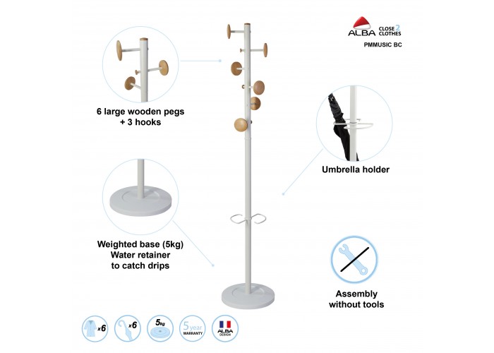 PORTE MANTEAU DESIGN BLANC MUSIC