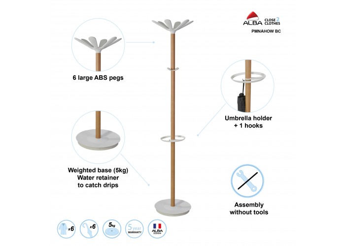 PORTE MANTEAU TENDANCE BOIS CLAIR PMNAHO