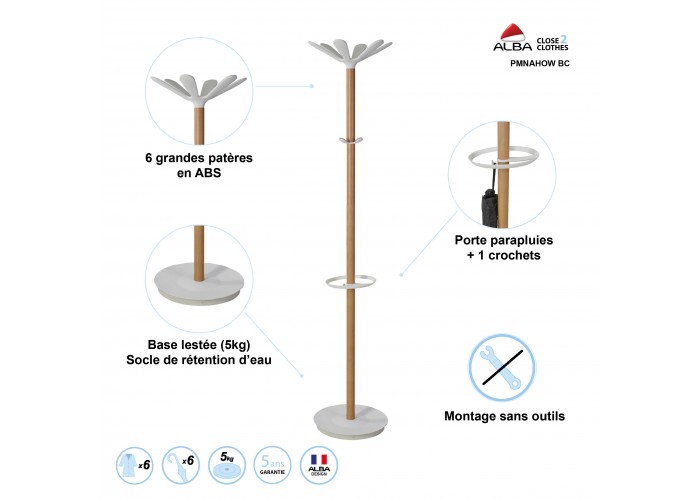 PORTE MANTEAU TENDANCE BOIS CLAIR PMNAHO