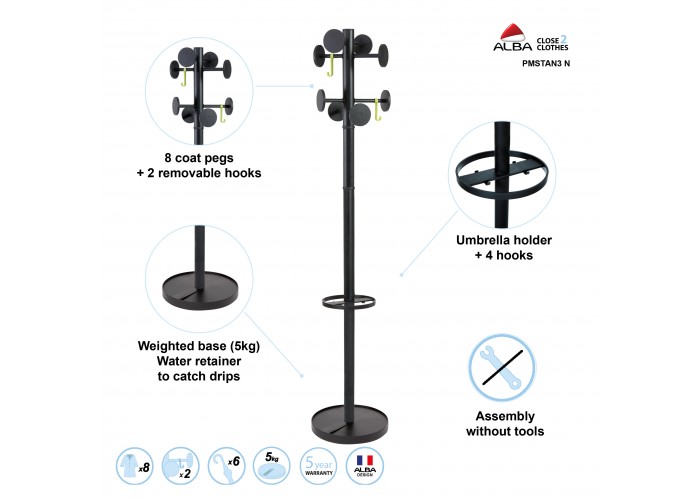 PORTE MANTEAUX STAN3 NOIR