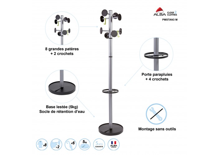 PORTEMANTEAU STAN3 GRIS METAL