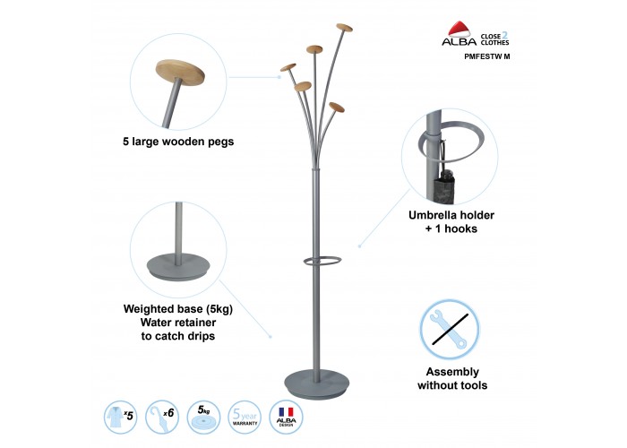PORTE MANTEAUX DESIGN ACIER & BOIS FESTY