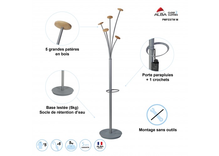 PORTE MANTEAUX DESIGN ACIER & BOIS FESTY