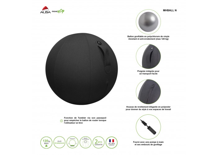 BALLON ERGONOMIQUE ERGOBALL NOIR